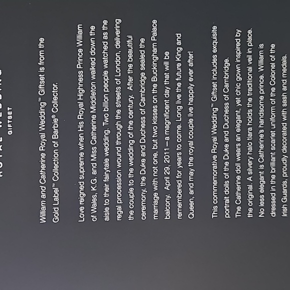 Barbie-Gold Label -Limited Ed. 2011 Mattel The Royal Wedding William & Catherine - Picture 5 of 6